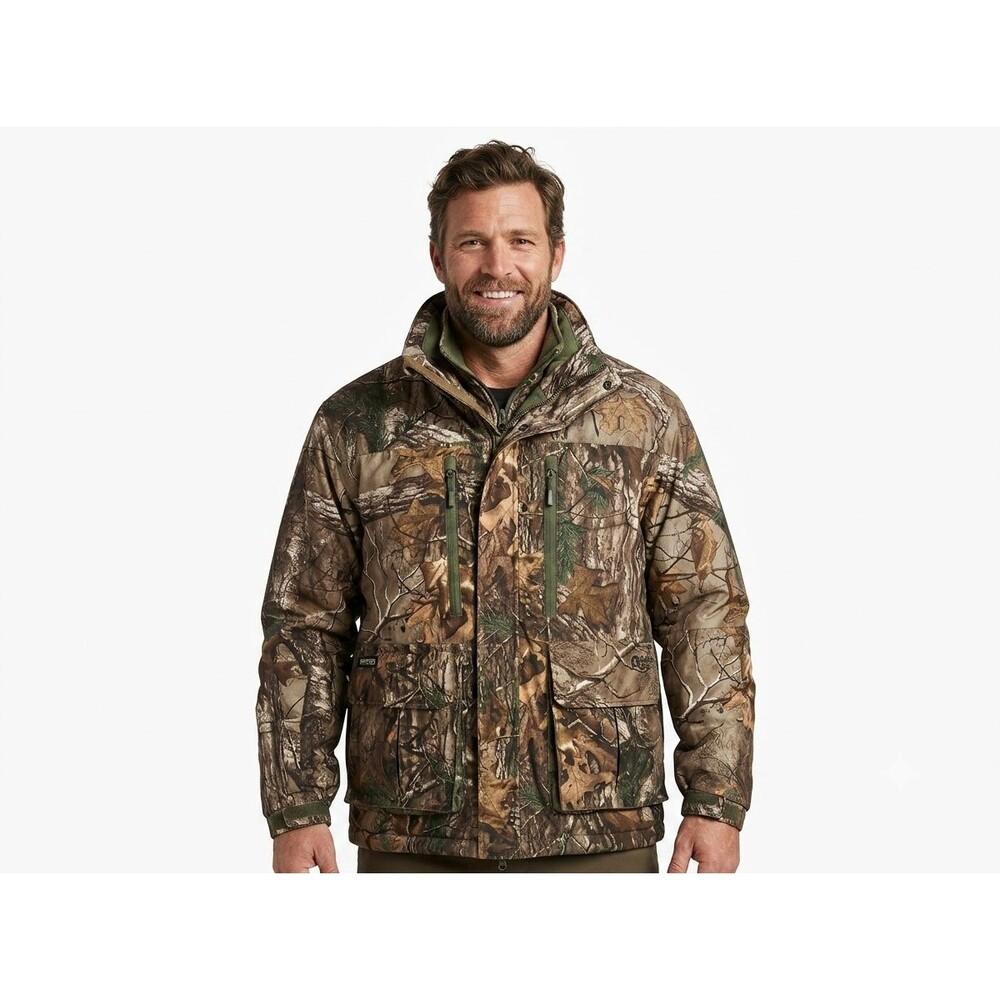 Guide Series Gander Mountain TecH2O Camo Hunting Jacket Waterproof Hooded Mens L